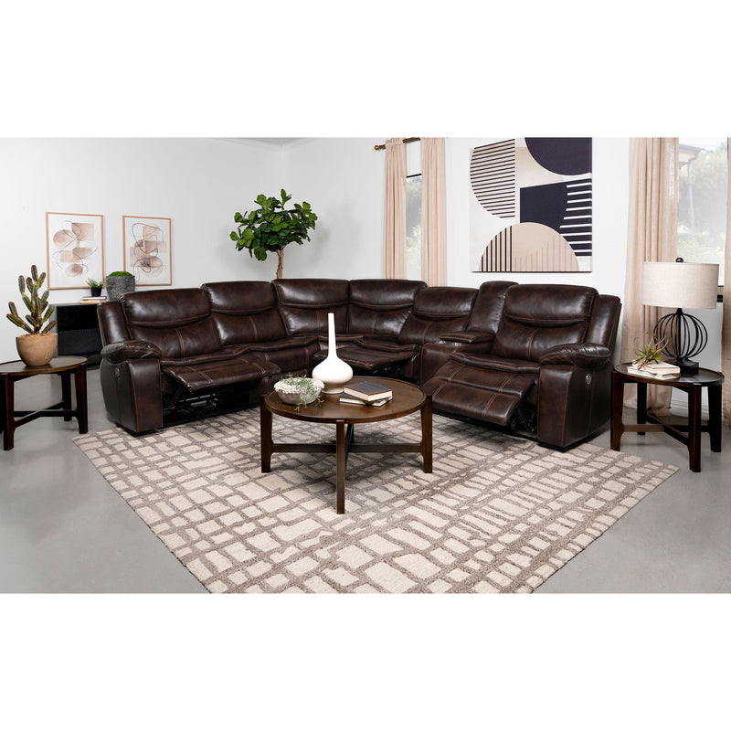 Mclean - Power Reclining Sectional Sofa With Storage Console - Dark Brown