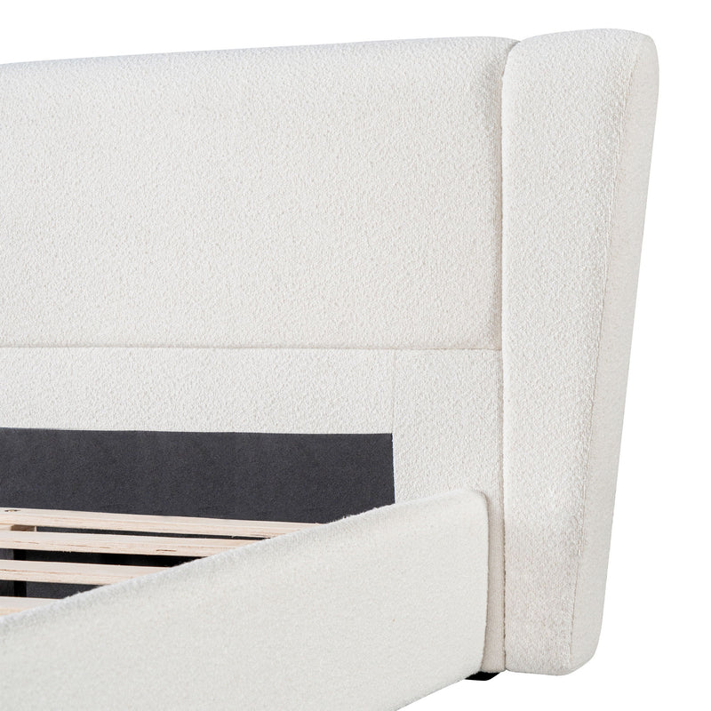 Upholstered Wingback Platform Bed Frame, No Box Spring Needed