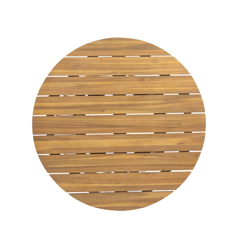 Outdoor 3 Pieces Dining Set, Round Bistro Set - Teak