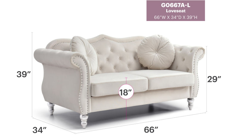 Stylish Flared Arm Loveseat