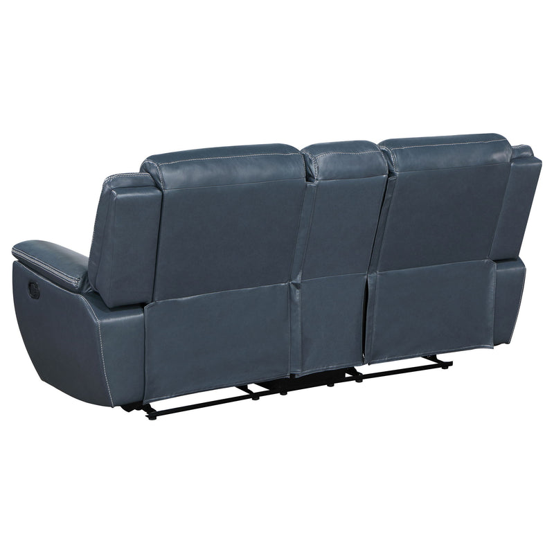 Stanwicke - 2 Piece Motion Reclining Sofa Set With Contrast Stitching - Blue