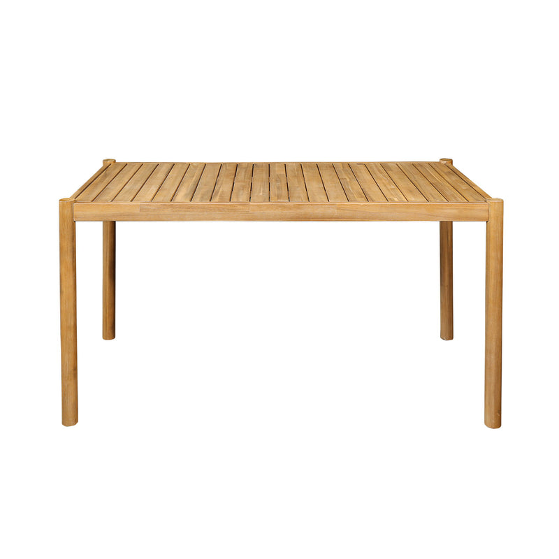Outdoor Dining Set 1 Table 4 Chairs (Set of 5) - Teak / Beige