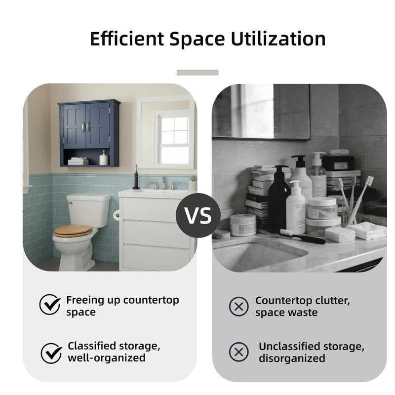 Multi Functional Wall Mounted Cabinet With Adjustable Shelves For Bathroom