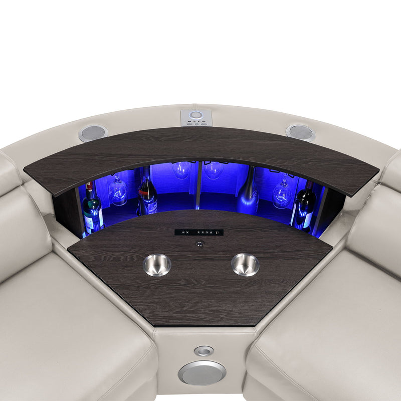 Nova - Sectional With Bluetooth Speaker, LED And Lifting Wine Cabinet