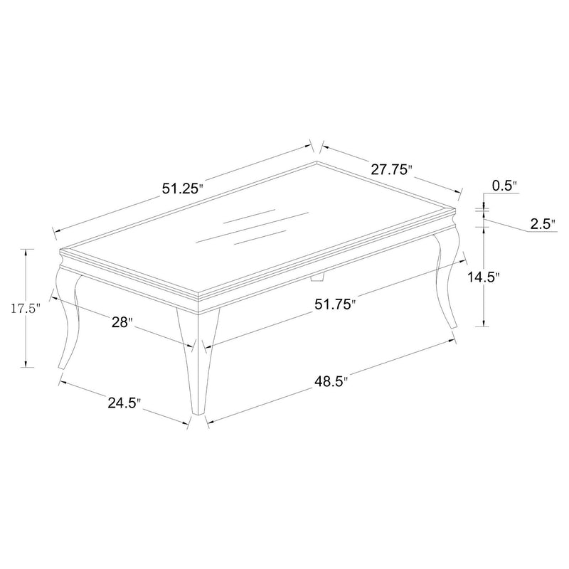 Carone Rectangular Glass Top Coffee Table Black and Chrome