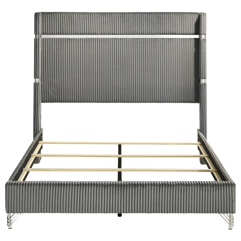 Lucia 61-inch Upholstered Queen Wingback Bed Grey