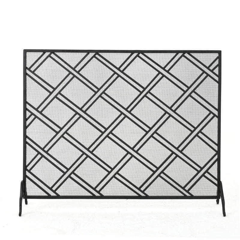 Elegant Design Fire Screen Protective Barrier Iron - Black
