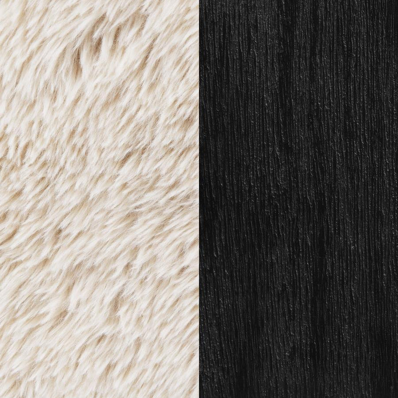 Fitzroy - Faux Fur Upholstered Chair Solid Wood Arms - Latte