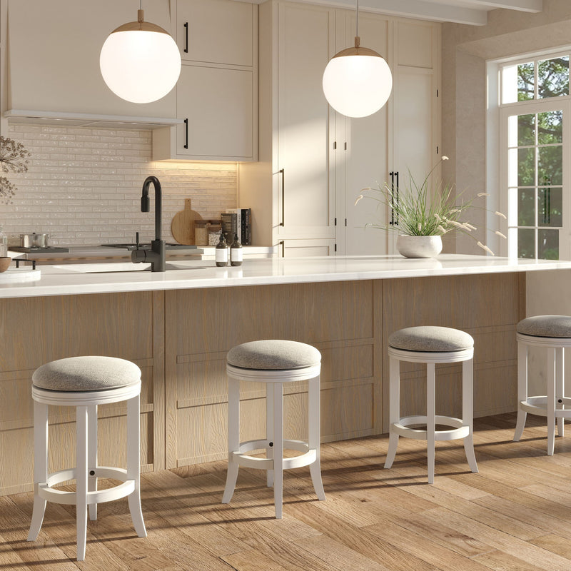 Backless Swivel Stool With Upholstered Seat