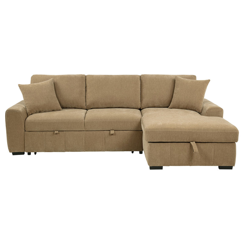 Logan - Sleeper Sectional Sofa With Right Arm Chaise - Camel