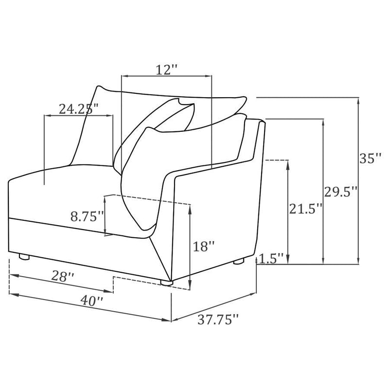 Sasha - Upholstered RAF Chair - Barely Black