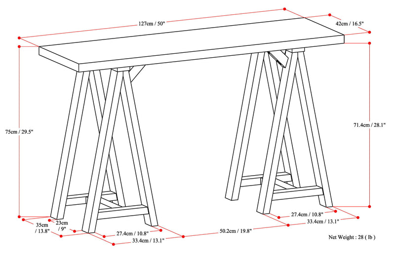 Sawhorse - Handcrafted Console Sofa Table