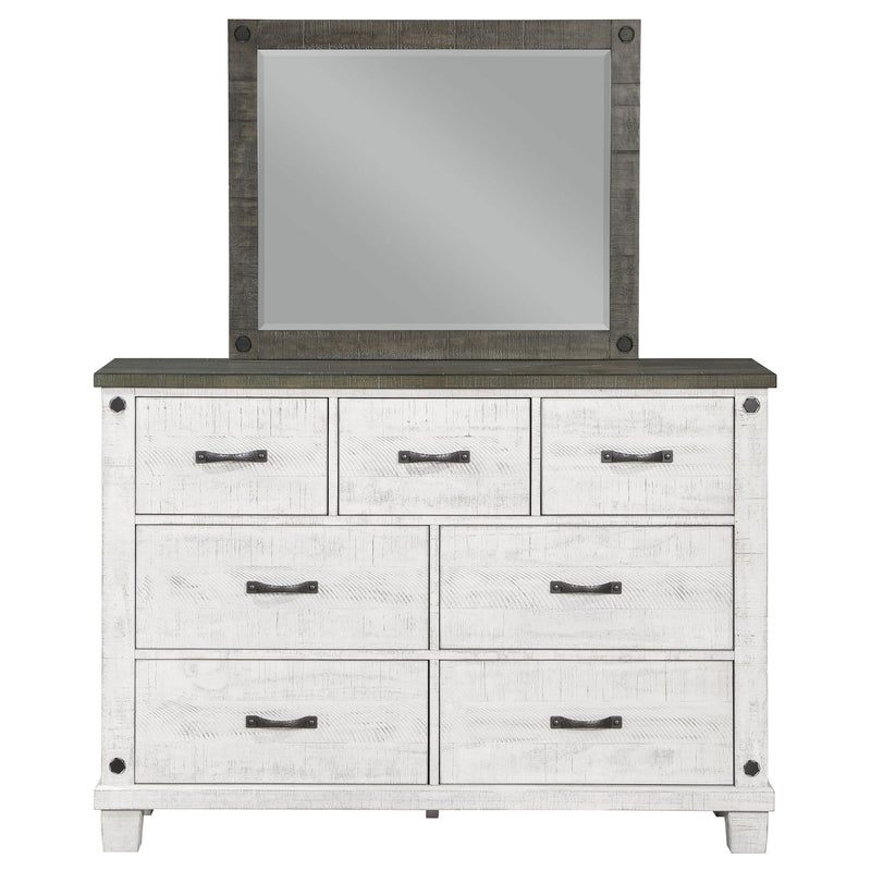 Lilith 7-drawer Dresser with Mirror Distressed White