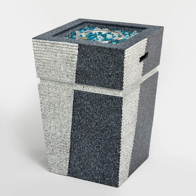 Propane, Gas 50000 Btu Square Fire Pit Table For Outside - Light Gray / Blue