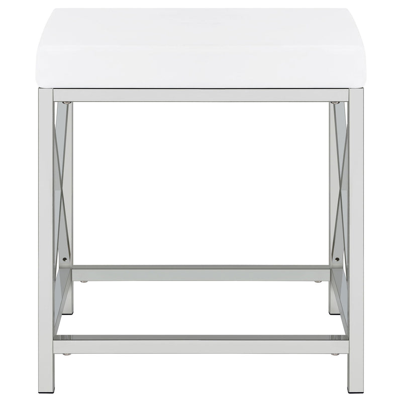 Hamlin - Makeup Vanity Table With Lighted Mirror And Padded Stool - White