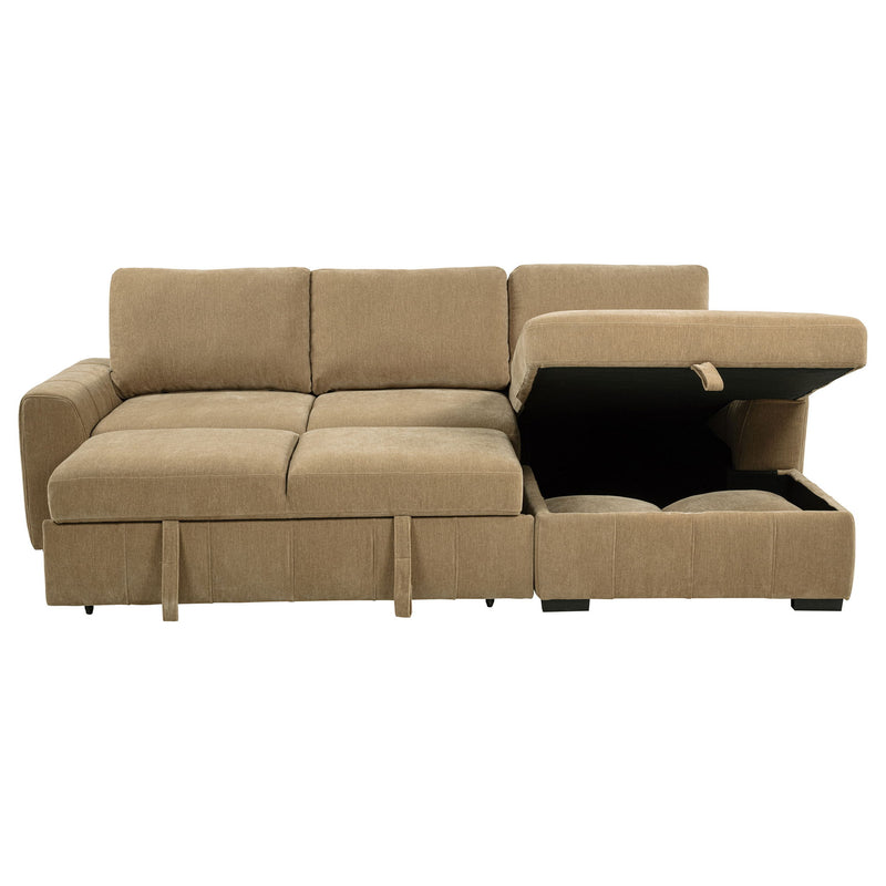 Logan - Sleeper Sectional Sofa With Right Arm Chaise - Camel