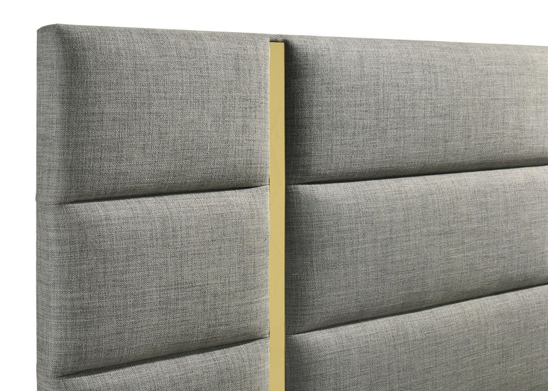 Ines 56-inch Fabric Upholstered Eastern King Panel Bed Grey