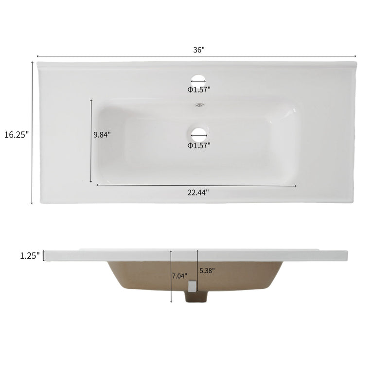 Wall Mounted Bathroom Vanity With Sink, 2 Open Shelves - White