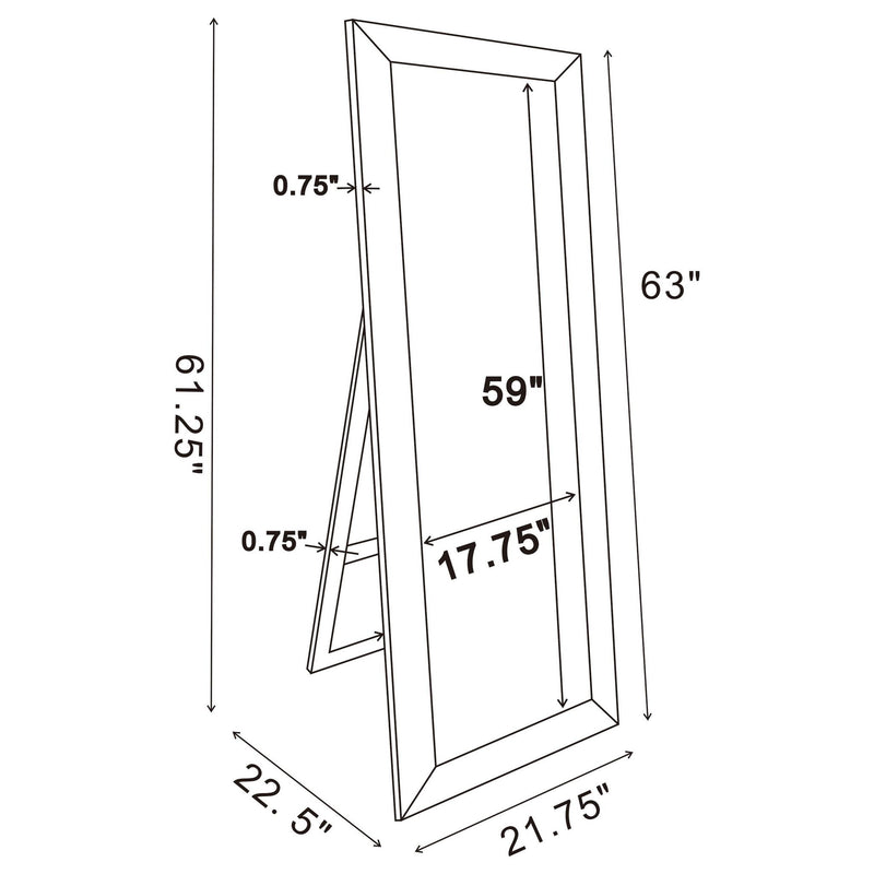 Soline 22 x 61 Inch Framed Standing Floor Mirror Silver