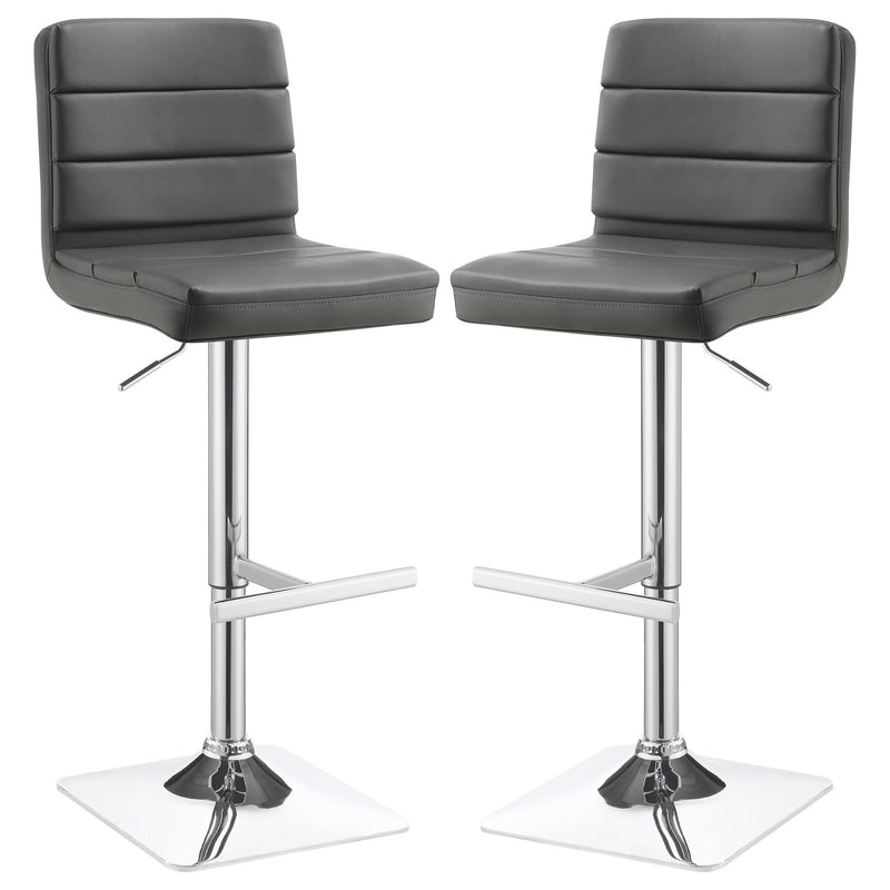 Bianca Upholstered Adjustable Bar Stool Grey (Set of 2)