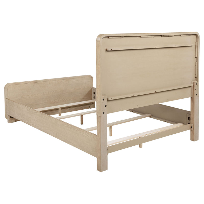 Mirador - Queen Panel Bed With Upholstered Headboard - Light Oak
