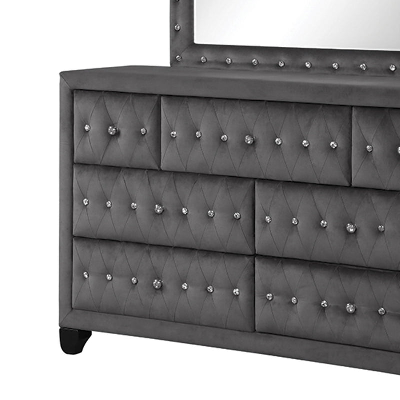 Hazel - 5 Piece Queen Tufted Bedroom Set - Gray