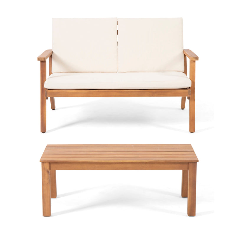 Serenit - 2 Piece Patio Set With Cushions, Loveseat And Coffee Table - Beige / Brown