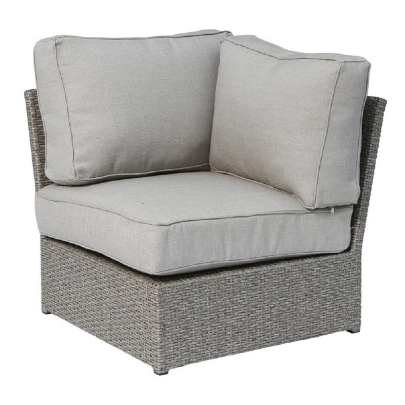 6 Seat Patio Wicker Sectional With Cushions - Gray Mix