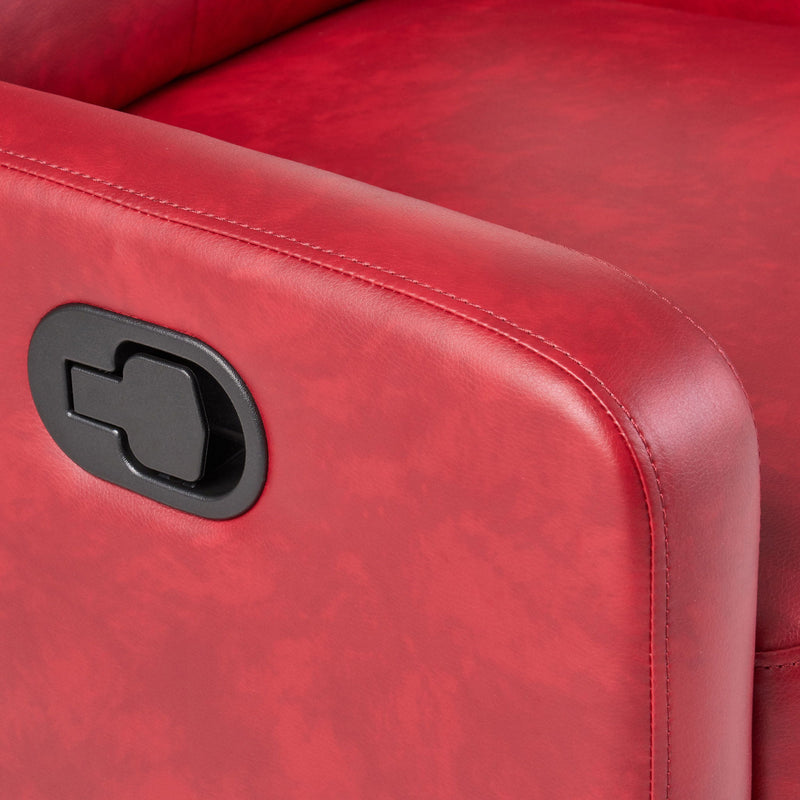 Contemporary Recliner Chair With Lever Mechanism - Red
