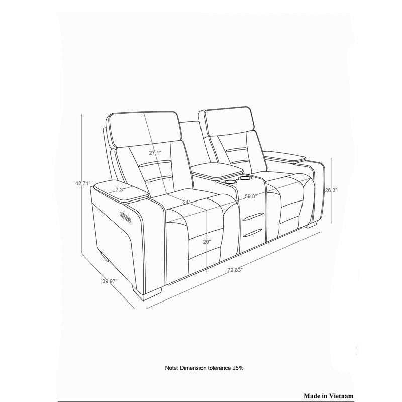 Austin - 3 Piece Reclining Sofa And Loveseat With Storage Arms - Gray
