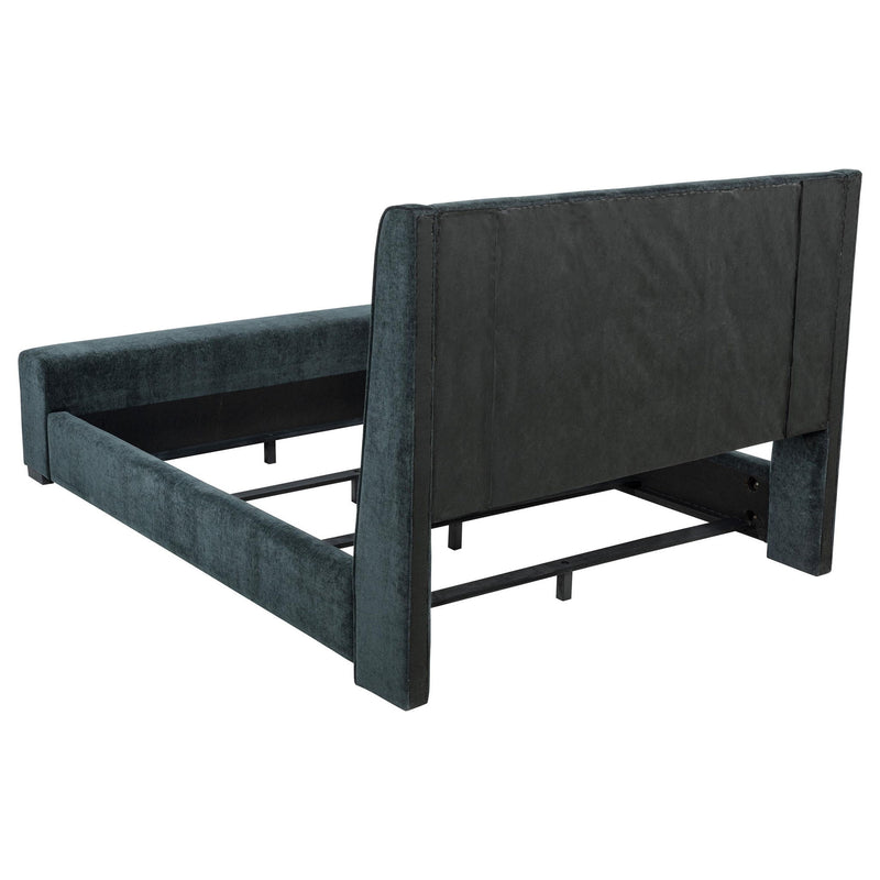 Preston Upholstered California King Audio Flame Visualizer Bed Dark Blue