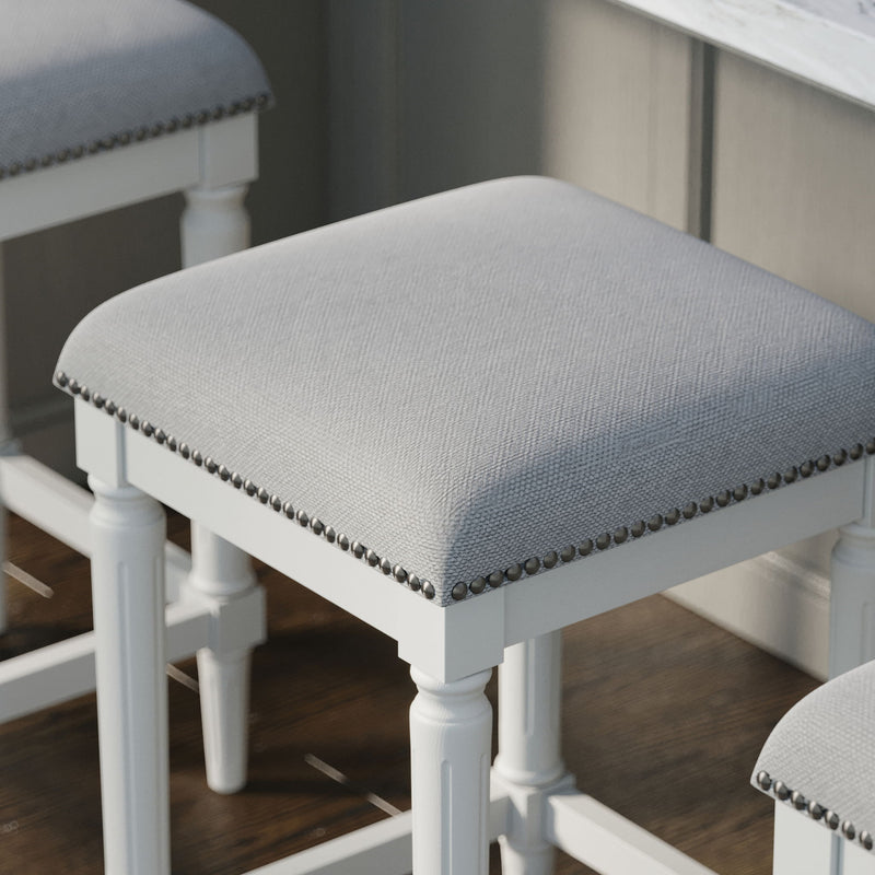 Square Stool With Upholstered Seat