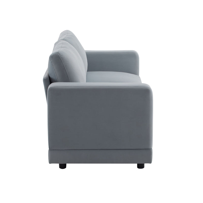 Modern Square Arm Sofa With Soft Fabric Upholstery, Deep Cushions