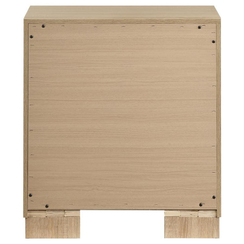 Arielle - 2-Drawer Bedroom Nightstand With Casters - Light Oak