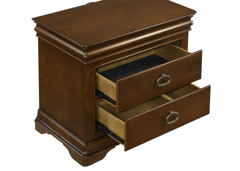 Garland - 3-Drawer Nightstand Bedside Table - Brown Cherry