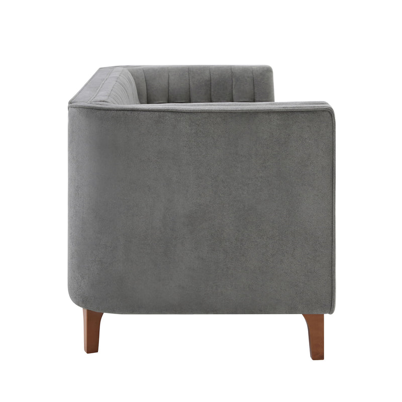 Modern 3 Seater Sofa, Upholstered Couch With Curved Armrests