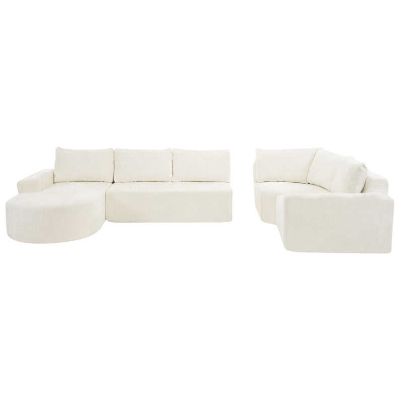 Modular Cloud Sectional Sofa Set, U-Shaped Upholstered Couch With Deep Seat