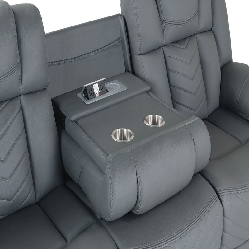 Raize - Power Living Room Set With Storage Console And Cup Holders