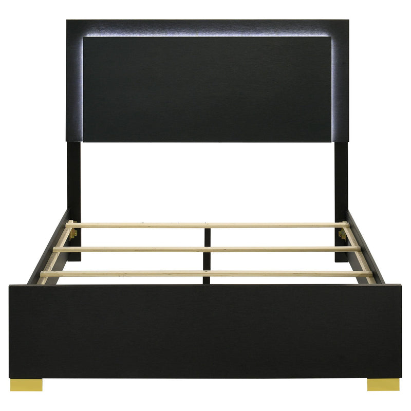 Marceline Wood Full LED Panel Bed Black