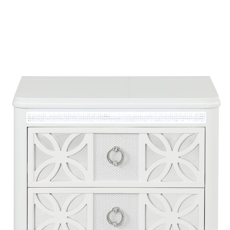 Abigale - 2 Drawer Nightstand With LED - White