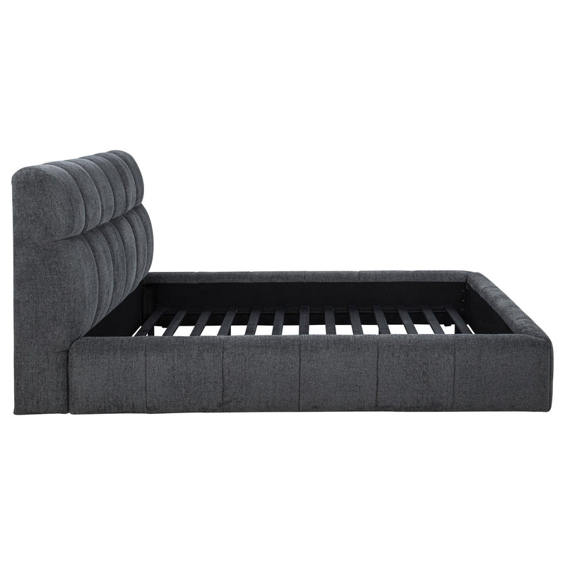 Nollet 48-inch Upholstered Eastern King Platform Bed Grey