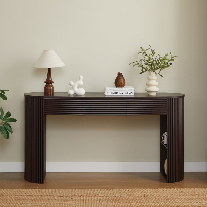 Retro Console Table With Storage, 3 Drawers