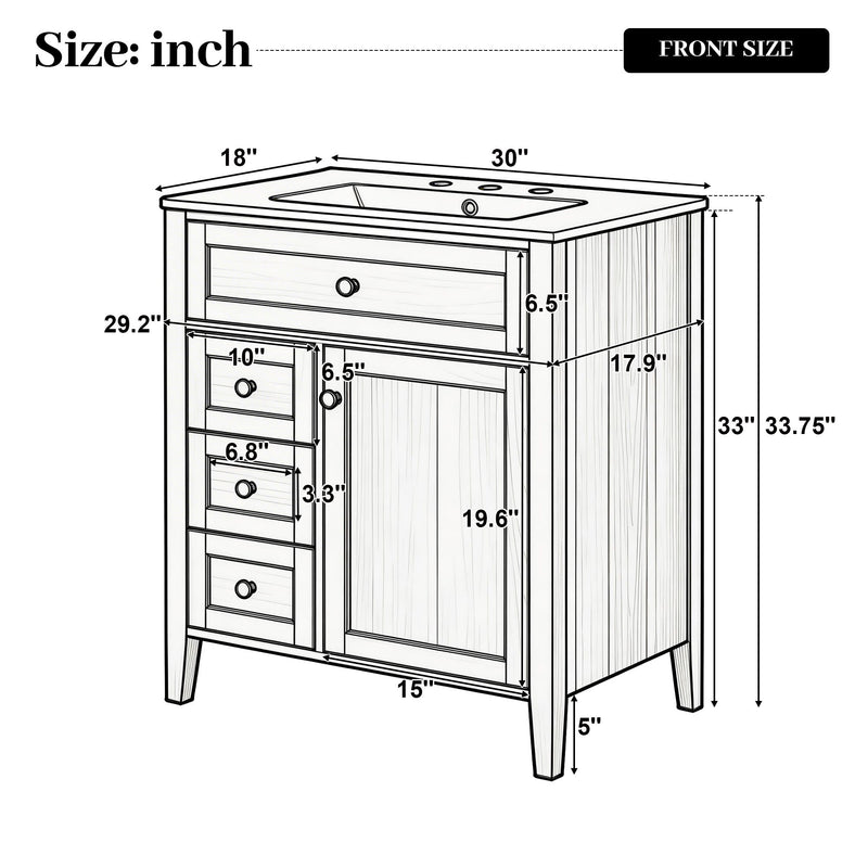 Bathroom Vanity With Sink, Soft Closing Cabinet