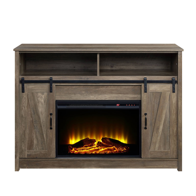 Tobias - Fireplace With Shelf Storage - Oak