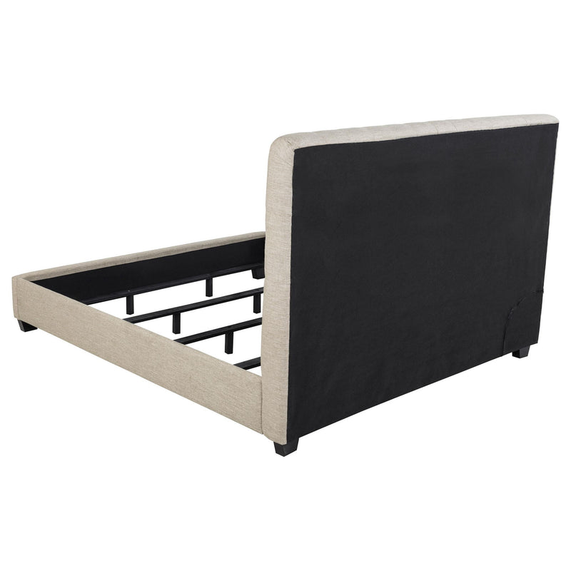 Chloe Upholstered Eastern King Panel Bed Oatmeal