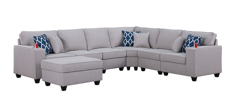 Cooper - Comfort Sectional Sofa With Ottomans And Cupholder