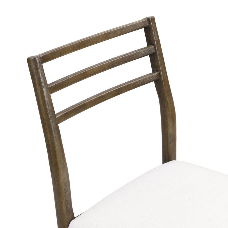 Farmhouse Style Dining Chair Set With Ladder Back Design - Beige