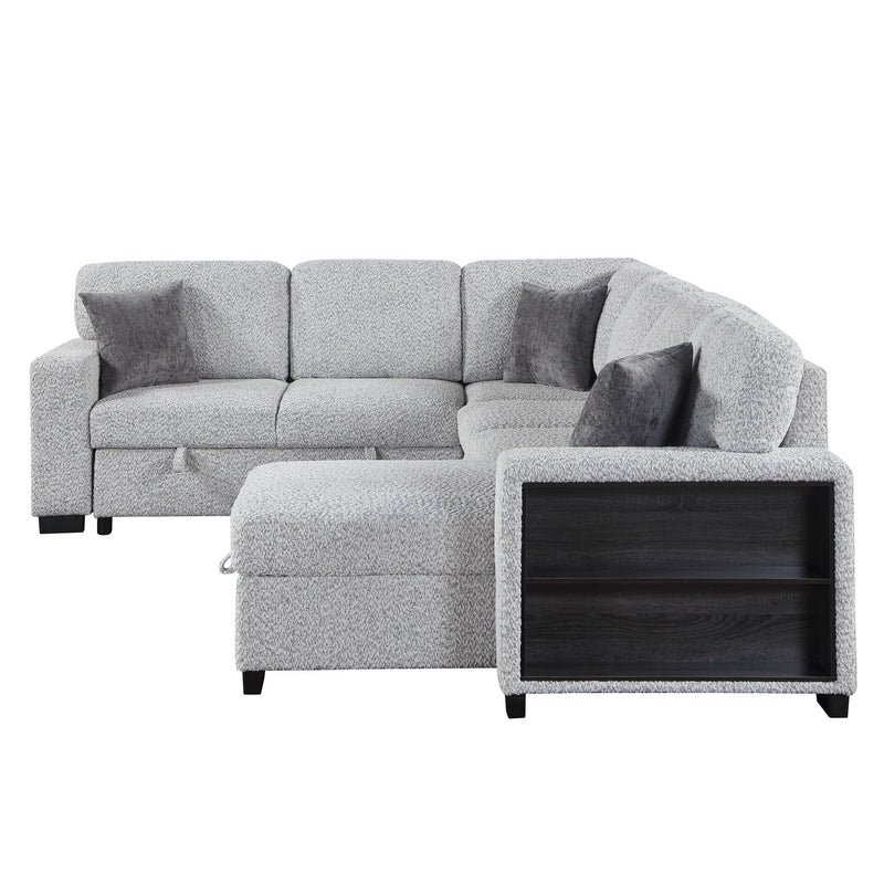 Giza - Modular Sectional Sofa With Sleeper, Storage, USB Charging - Gray
