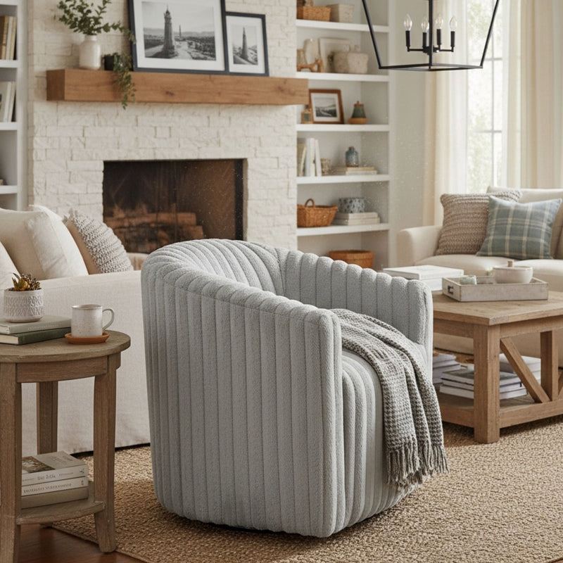 Alexa - Barrel Swivel Chair - Gray