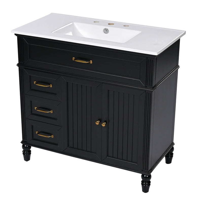 Bathroom Vanity With Sink, Freestanding Cabinet & Drawers
